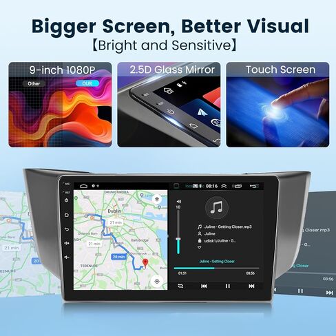 2G+64G for Lexus RX300/RX330/RX350 2004-2009 Android Car Stereo with Wireless Carplay Android Auto, 9 inch Touch Screen Bluetooth Car Radio with GPS Navi WiFi HiFi Audio SWC USB+HD Backup Camera in Saudi Arabia