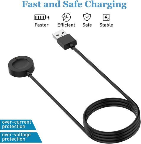 for Fossil Gen 4 Charger, USB Charging Cable for Gen 5E, 5, Gen 6, Emporio Armani, Skagen falster 2, Misfit Vapor 2, Michael Kors Runway Smartwatch 3.3ft / 100cm (Black) in Saudi Arabia