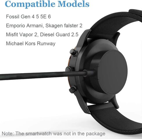 for Fossil Gen 4 Charger, USB Charging Cable for Gen 5E, 5, Gen 6, Emporio Armani, Skagen falster 2, Misfit Vapor 2, Michael Kors Runway Smartwatch 3.3ft / 100cm (Black) in Saudi Arabia