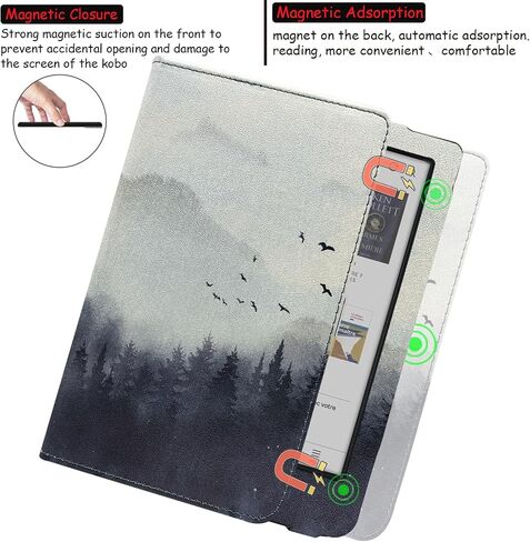 Stand Case for 6'' Kobo Clara Colour/Clara BW/Clara 2E Cover (Model N367 / N365 / N506) with Auto Sleep&Wake/Double Hand Strap/Magnetic Closure (Flower Clusters) in Saudi Arabia