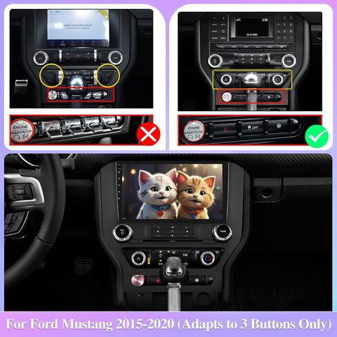 [8 Core 4G+64G] Android Car Radio for Ford Mustang 2015-2020 (Adapts to 3 Buttons Only) - 9 inch Touch Screen Car Play Stereo, DSP 32 EQ Audio/IPS Screen/Carplay/Android Auto/SWC/BT 5.0/WiFi in Saudi Arabia