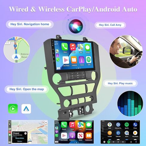 [8 Core 4G+64G] Android Car Radio for Ford Mustang 2015-2020 (Adapts to 3 Buttons Only) - 9 inch Touch Screen Car Play Stereo, DSP 32 EQ Audio/IPS Screen/Carplay/Android Auto/SWC/BT 5.0/WiFi in Saudi Arabia
