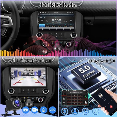 [8 Core 4G+64G] Android Car Radio for Ford Mustang 2015-2020 (Adapts to 3 Buttons Only) - 9 inch Touch Screen Car Play Stereo, DSP 32 EQ Audio/IPS Screen/Carplay/Android Auto/SWC/BT 5.0/WiFi in Saudi Arabia