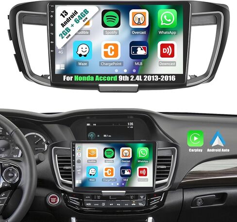 2G+64G Android 13 Car Stereo for Honda Accord 9th 2.4L 2013-2016 with Wireless Apple Carplay Android Auto,10.1'' HD Touchscreen Car Radio with WiFi GPS Navigation Bluetooth FM/RDS SWC+Backup Camera in Saudi Arabia