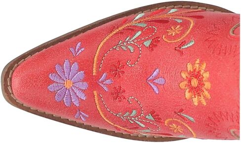 Dingo Womens Beetle Juice Floral Embroidered Snip Toe Casual Boots Mid Calf Mid Heel 2-3" - Red in Saudi Arabia