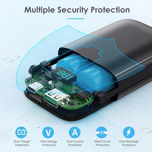 شاحن محمول مع كابلات مدمجة، بنك طاقة USB C سريع الشحن بقدرة 13800 مللي أمبير في الساعة PD، 4 مخارج LCD حزمة بطارية متوافقة مع سلسلة iPhone 15/14/13/12/11 وهواتف Samsung Android in Kuwait