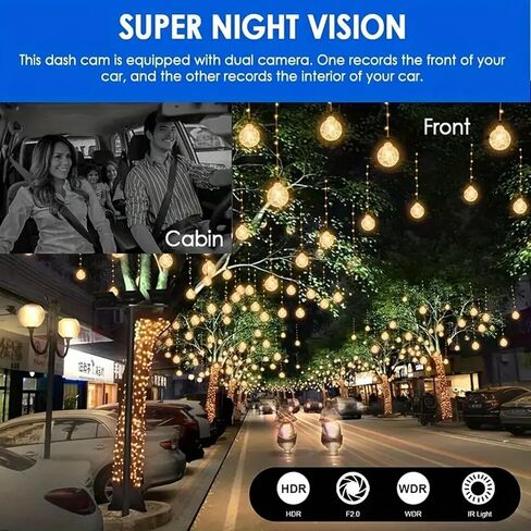 1080P Dual Camera Dash Cam for Cars, Driving Recorder with IR Night Vision, Loop Recording, Wide Angle Lens - 3.16 Inch IPS Screen,Parking Mode, Car Camera with 32GB TF Card in Kuwait