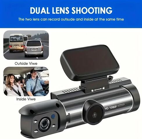 1080P Dual Camera Dash Cam for Cars, Driving Recorder with IR Night Vision, Loop Recording, Wide Angle Lens - 3.16 Inch IPS Screen,Parking Mode, Car Camera with 32GB TF Card in Kuwait