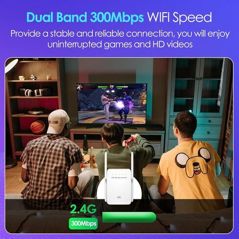 Lintratek WiFi Extender Signal Booster for Home,Covers up to 3,000 Sq.Ft & 30 Devices,Wireless Internet Repeater,Long Range Amplifier,300Mbps WiFi Range Extender with Ethernet Port,Only 2.4GHz in Saudi Arabia