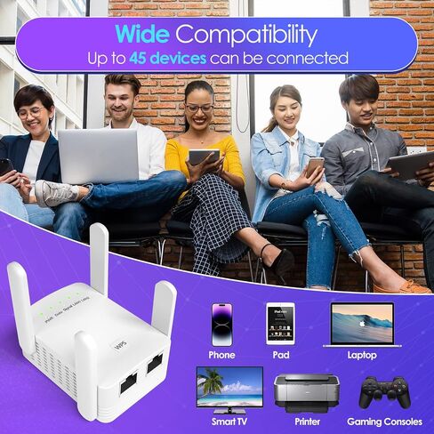 Lintratek WiFi Extender Signal Booster for Home,Covers up to 3,000 Sq.Ft & 30 Devices,Wireless Internet Repeater,Long Range Amplifier,300Mbps WiFi Range Extender with Ethernet Port,Only 2.4GHz in Saudi Arabia
