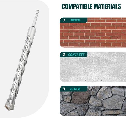 5 Pack 1/2 in x 4.33 in (12 x 110mm) SDS Plus Rotary Hammer Drill Bit, Concrete Drill Bit,Masonry Drill Bit for Concrete, Brick and Cement,4.33 inch Length (1/2 in x 4.33 in (12 x 110mm) in Saudi Arabia