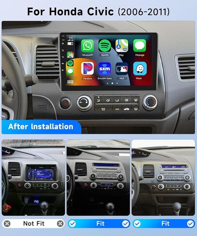 (8Core 4+64G)-لسيارة Honda Civic 2006-2011 Android ستيريو مع Carplay لاسلكي Android Auto، 10.1 بوصة HD 1280 * 720p IPS شاشة لمس راديو السيارة GPS WiFi DSP صوت بلوتوث 5.0 SWC كاميرا احتياطية in Saudi Arabia