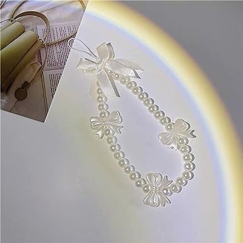 White Pearl Butterfly Phone Charms Strap,Pink Cute Phone Charms Aesthetic Love Phone Chain Girl Beaded Phone Strap Pearl Beaded Phone Lanyard Jewelry Cell Phone Charms Décor in Saudi Arabia