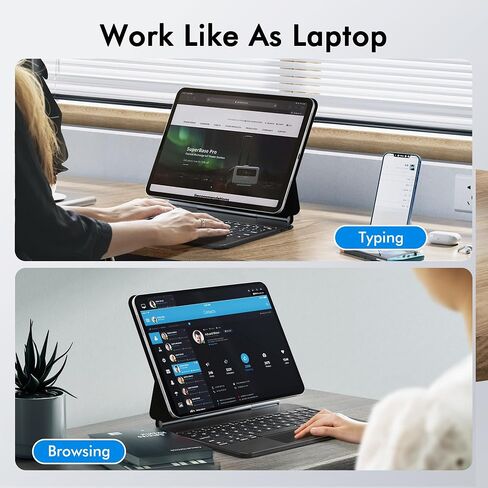 Keyboard Case for iPad Pro 11-inch M4 (2024), Wireless Bluetooth Keyboard with Premium PU Leather Cover, Easy-Set Magnetic Stand, Multi-Touch Trackpad, Full Landscape Mode, 7 Colors Backlight, Black in Saudi Arabia