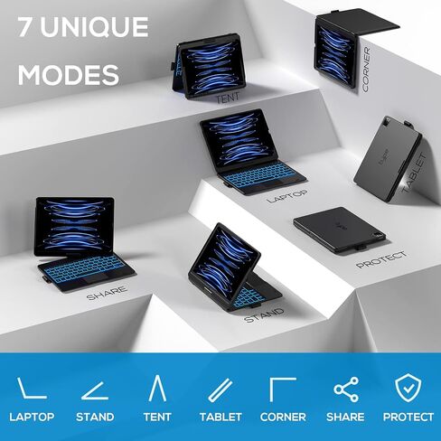 typecase Touch Keyboard for iPad Pro 13 & iPad Air 13 2024, Trackpad, 11-Colors Backlit with Pencil Holder, Dull Black in Saudi Arabia