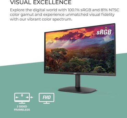 شاشة AOC 22B2HM2 مقاس 22 بوصة بدقة Full HD (1920 × 1080) 100 هرتز LED، مزامنة متكيفة، VGA x1، HDMI x1، خالية من الوميض، ضوء أزرق منخفض، HDR جاهز، VESA، ضبط الإمالة، مخرج سماعة الأذن، صديقة للبيئة in Kuwait