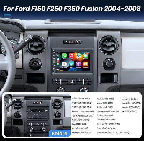 راديو السيارة ستيريو لسيارة Ford F150 2004 2005 2006 2007 2008: 2G+64G 1280x800 دقة 7 بوصة راديو السيارة مع نظام ملاحة GPS وكاميرا احتياطية - بلوتوث لاسلكي CarPlay Android Auto Car Radio in Kuwait