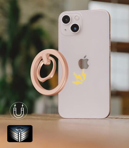 Magnetic Cell Phone Grip and Holder Finger Ring Kickstand, Adjustable Removable Stand for iPhone 15/14/13/12 Pro Max Mini and Android with Metal Ring Kit (Black Black Loop) in Saudi Arabia