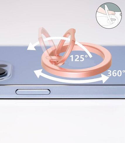 Magnetic Cell Phone Grip and Holder Finger Ring Kickstand, Adjustable Removable Stand for iPhone 15/14/13/12 Pro Max Mini and Android with Metal Ring Kit (Black Black Loop) in Saudi Arabia