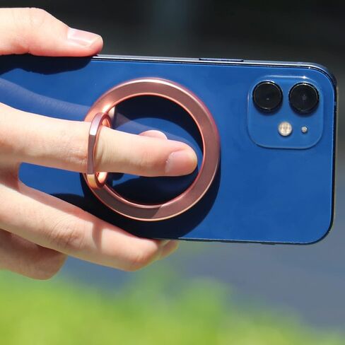 Magnetic Cell Phone Grip and Holder Finger Ring Kickstand, Adjustable Removable Stand for iPhone 15/14/13/12 Pro Max Mini and Android with Metal Ring Kit (Black Black Loop) in Saudi Arabia