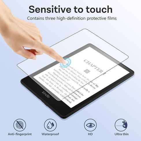 Clear Case for 6.8" Kindle Paperwhite 11th Generation 2021 and Signature Edition, 4 in 1 Case with 2 Screen Protectors and 50 Stickers,Lightweight and Scratch-Proof Silicone Back Cover in Saudi Arabia