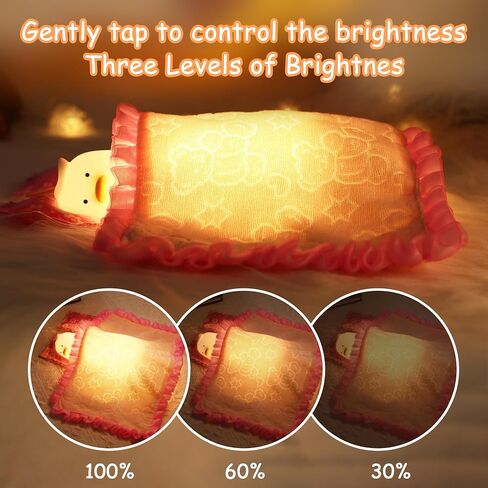 Lying Flat Duck Night Light, Cute Light Up Duck Soft Silicone Nursery Night Lamp with Touch Control & Rechargeable & Timer & Dimmer for Kids, Birthday Festival New-Born Gifts for Baby Kids in Saudi Arabia