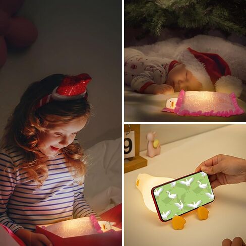 Lying Flat Duck Night Light, Cute Light Up Duck Soft Silicone Nursery Night Lamp with Touch Control & Rechargeable & Timer & Dimmer for Kids, Birthday Festival New-Born Gifts for Baby Kids in Saudi Arabia
