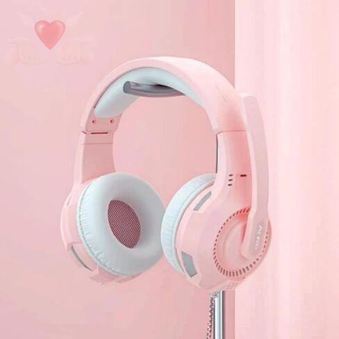 سماعة رأس على شكل قطة للفتيات، سماعات رأس لطيفة فوق الأذن مع ميكروفون، تحكم في مستوى الصوت، وسادات أذن قطيفة ناعمة، عصابة رأس قابلة للتعديل للكمبيوتر الشخصي/الكمبيوتر المحمول/Mac/ PS5/ PS4/Xbox/الهواتف (وردي) in Kuwait