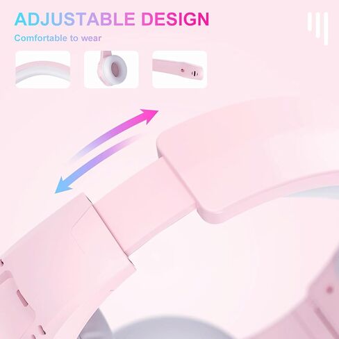 سماعة رأس على شكل قطة للفتيات، سماعات رأس لطيفة فوق الأذن مع ميكروفون، تحكم في مستوى الصوت، وسادات أذن قطيفة ناعمة، عصابة رأس قابلة للتعديل للكمبيوتر الشخصي/الكمبيوتر المحمول/Mac/ PS5/ PS4/Xbox/الهواتف (وردي) in Kuwait