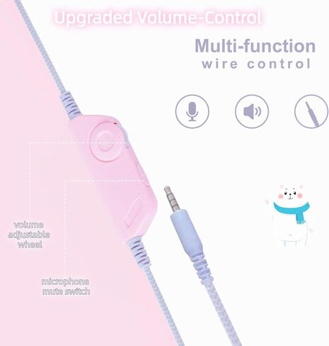 سماعة رأس على شكل قطة للفتيات، سماعات رأس لطيفة فوق الأذن مع ميكروفون، تحكم في مستوى الصوت، وسادات أذن قطيفة ناعمة، عصابة رأس قابلة للتعديل للكمبيوتر الشخصي/الكمبيوتر المحمول/Mac/ PS5/ PS4/Xbox/الهواتف (وردي) in Kuwait