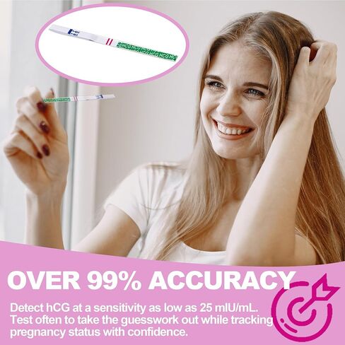 توفر شرائط اختبار الحمل قياسًا حساسًا ودقيقًا للكشف المبكر - 25 شريط اختبار HCG بدقة تزيد عن 99% من اختبارات الحمل المبكرة، سهلة الاستخدام لاختبارات الحمل المنزلية in Kuwait