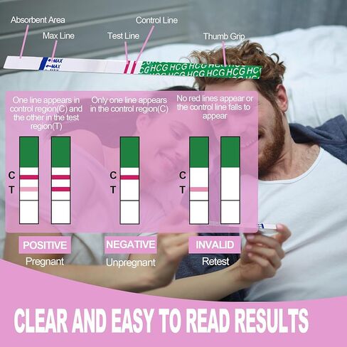 توفر شرائط اختبار الحمل قياسًا حساسًا ودقيقًا للكشف المبكر - 25 شريط اختبار HCG بدقة تزيد عن 99% من اختبارات الحمل المبكرة، سهلة الاستخدام لاختبارات الحمل المنزلية in Kuwait