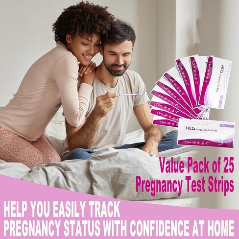 توفر شرائط اختبار الحمل قياسًا حساسًا ودقيقًا للكشف المبكر - 25 شريط اختبار HCG بدقة تزيد عن 99% من اختبارات الحمل المبكرة، سهلة الاستخدام لاختبارات الحمل المنزلية in Kuwait