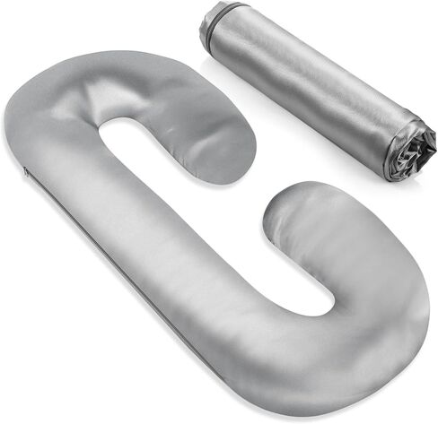 غطاء وسادة الحمل غطاء وسادة الأمومة (الغطاء فقط) غطاء وسادة الحمل من مادة الساتان لكامل الجسم يوفر دعمًا للنوم والحمل in Kuwait