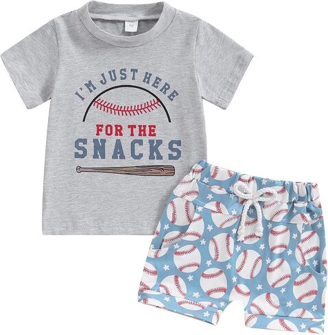 Toddler Baby Boy Summer Outfit Short Sleeve T Shirt Top Casual Shorts Set Infant Newborn Clothes 6 12 18 24 Month 2T in Saudi Arabia