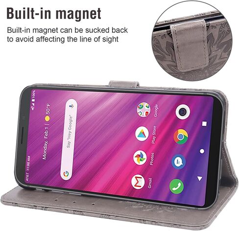 Asuwish Phone Case for Alcatel Lumos (DALN5023) / Axel (5004R) Wallet with Tempered Glass Screen Protector and Sunflower Leather Slim Flip Cover Card Holder Stand Cell Accessories Axle Women Men Gray in Kuwait