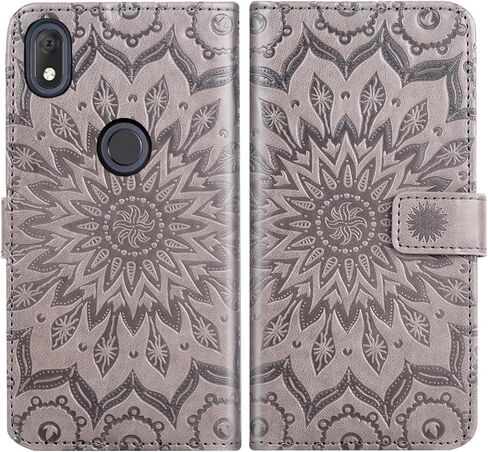 Asuwish Phone Case for Alcatel Lumos (DALN5023) / Axel (5004R) Wallet with Tempered Glass Screen Protector and Sunflower Leather Slim Flip Cover Card Holder Stand Cell Accessories Axle Women Men Gray in Kuwait