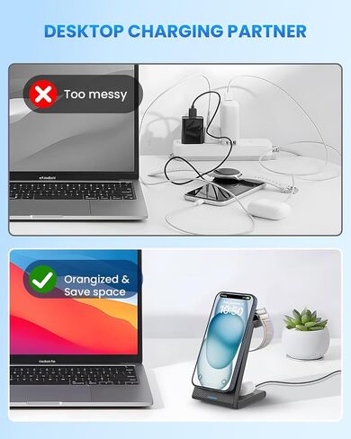 Foldable Wireless Charging Station for MagSafe: JoyGeek Wireless Charger Stand for Apple Series - Magnetic Charging Charger for Apple Watch/AirPods -Travel Essentials in Saudi Arabia
