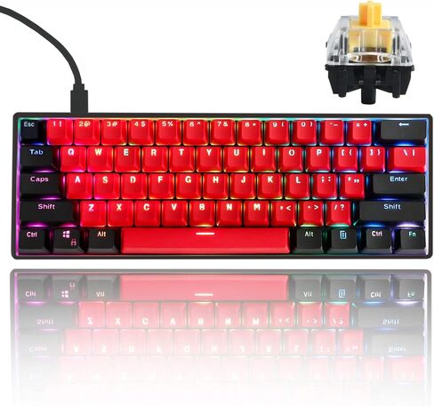 Guffercty kred Mechanical Keyboard 60 Percent Hot Swappable Wired Keyboard Programmable with PBT Keycaps for PC Mac Gamer (Brown Switch, 61 Sea) in Saudi Arabia