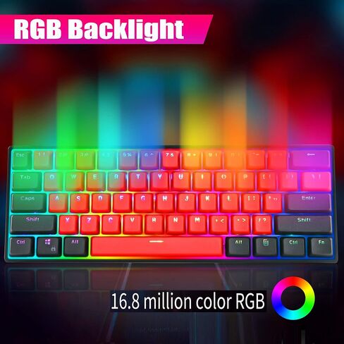 Guffercty kred Mechanical Keyboard 60 Percent Hot Swappable Wired Keyboard Programmable with PBT Keycaps for PC Mac Gamer (Brown Switch, 61 Sea) in Saudi Arabia