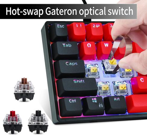 Guffercty kred Mechanical Keyboard 60 Percent Hot Swappable Wired Keyboard Programmable with PBT Keycaps for PC Mac Gamer (Brown Switch, 61 Sea) in Saudi Arabia