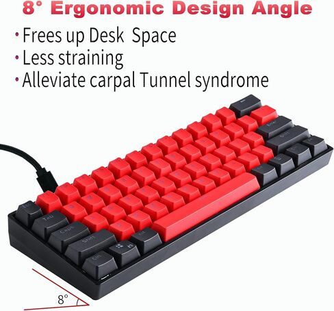 Guffercty kred Mechanical Keyboard 60 Percent Hot Swappable Wired Keyboard Programmable with PBT Keycaps for PC Mac Gamer (Brown Switch, 61 Sea) in Saudi Arabia