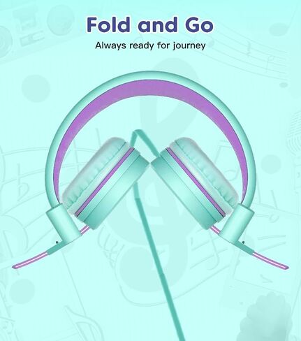 Kids Headphones, Toddler Headphones with Safe Volume Limiter 94dB, Wired School Headphones for Kid with Adjustable and Flexible Design for Boys and Girls (Blue) in Kuwait
