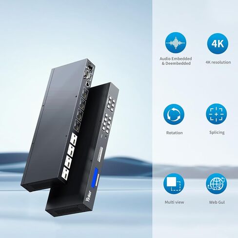 4K 30 هرتز HDMI Matrix Video Wall Controller Multiviewer 4x4، موزع محول مثبت على حامل يدعم الربط 2x2 وPIP وتضمين الصوت و90 درجة، 180 درجة، 270 درجة تدوير وواجهة المستخدم الرسومية على الويب والتحكم في التطبيق in Saudi Arabia