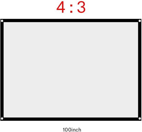 شاشة عرض محمولة مقاس 60-100 بوصة، قابلة للطي بنسبة 4:3 عالية الدقة من البوليستر غير المجعد مع زاوية رؤية مرئية لفيلم مسرح الأفلام الداخلي والخارجي (أبيض-100) in Kuwait