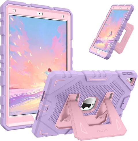 حافظة Fintie لجهاز iPad الجيل التاسع (2021) / الجيل الثامن (2020) / الجيل السابع (2019) مقاس 10.2 بوصة، حافظة حماية متينة شديدة التحمل مضادة للصدمات مع حامل مدمج للأطفال، أرجواني in Saudi Arabia