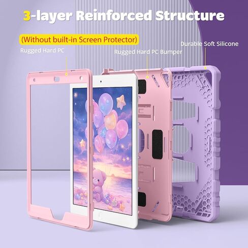 حافظة Fintie لجهاز iPad الجيل التاسع (2021) / الجيل الثامن (2020) / الجيل السابع (2019) مقاس 10.2 بوصة، حافظة حماية متينة شديدة التحمل مضادة للصدمات مع حامل مدمج للأطفال، أرجواني in Saudi Arabia