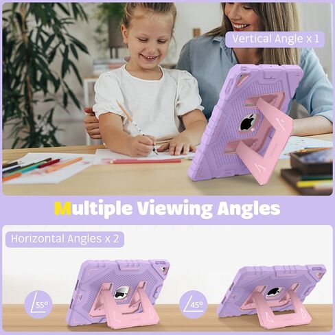 حافظة Fintie لجهاز iPad الجيل التاسع (2021) / الجيل الثامن (2020) / الجيل السابع (2019) مقاس 10.2 بوصة، حافظة حماية متينة شديدة التحمل مضادة للصدمات مع حامل مدمج للأطفال، أرجواني in Saudi Arabia