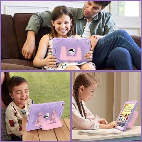 حافظة Fintie لجهاز iPad الجيل التاسع (2021) / الجيل الثامن (2020) / الجيل السابع (2019) مقاس 10.2 بوصة، حافظة حماية متينة شديدة التحمل مضادة للصدمات مع حامل مدمج للأطفال، أرجواني in Saudi Arabia