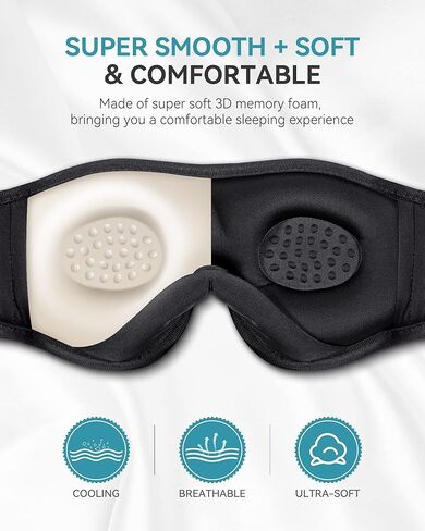 MUSICOZY Sleep Headphones, Bluetooth 5.2 Sleep Mask Headband Headphones Sleeping Eye Mask, Wireless Music Earbuds Earphones with HD Headphones Ultra-Thin Stereo Speakers for Side Sleepers Men Women in Saudi Arabia